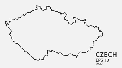 Vector line map of Czech. Vector design isolated on white background.	
