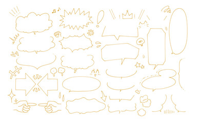 シンプルな手描きのコミック風吹き出しセット