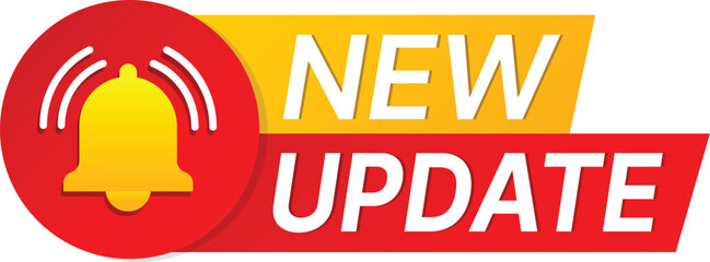 New update with bell. Modern banner with notification bell. Announcement for new update.
