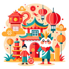 Chinese, dragon, festival, celebrate, temple