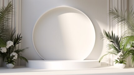 Minimalist studio setting with window and botanical accents, ideal for showcasing products or hosting a summer event.
