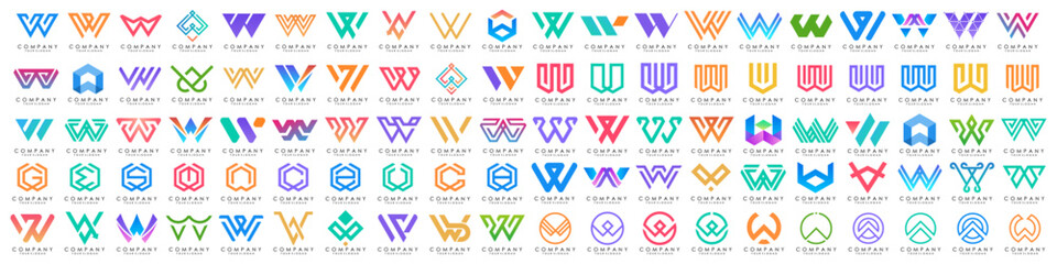 collection abstract letter W logo design. modern logotype W design with colorful. vector illustration