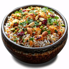 Rice Bowl with Nuts and Dried Fruit: A Delicious and Nutritious Meal for the Whole Month Generative AI