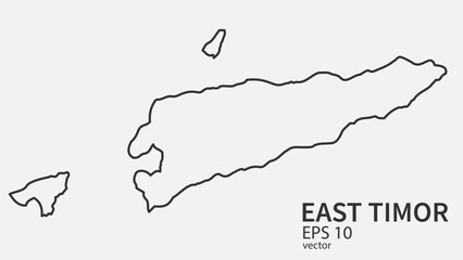 Vector line map of East Timor. Vector design isolated on white background.	
