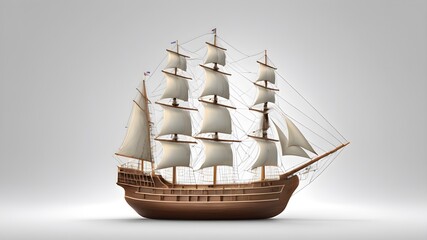 model of a sailboat on white background 