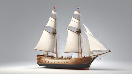 model of a sailboat on white background 