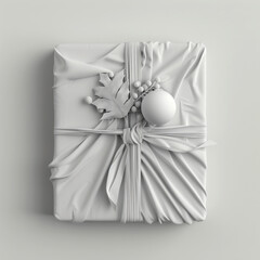 A gift wrapped beautifully in white folds of the fabric