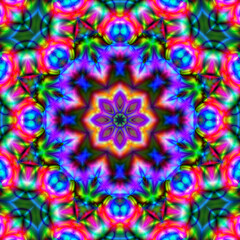Infinite, intricate patterns of light creating a mesmerizing kaleidoscope of color and form. Colorful Shiny and Hypnotic Kaleidoscope. Abstract decorative vintage texture.