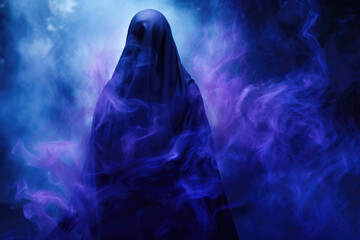 Abstract background photo in halloween symbolic visual mystic blue colors