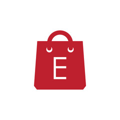 E shopping bag logo icon vector