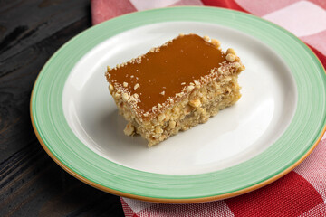 A delicious honey cake in a restaurant. Close up
