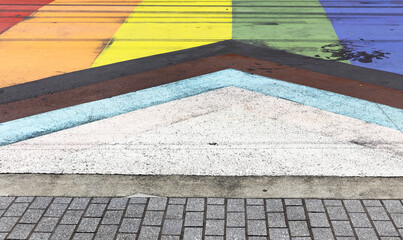 Colors at pavement at K-street, Karangahape street, Auckland, New Zealand