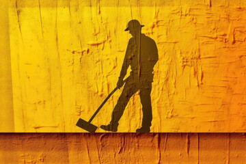 Abstract photo of man worker in red and yellow tones