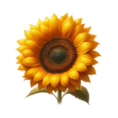 Lively Sunflower Watercolor Art - Isolated on Clear