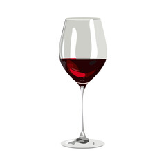 Wine glass. Colorful realistic illustration, vector