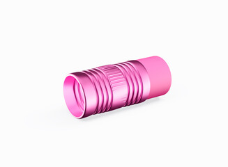 3d Shiny Pink Metallic Ferrule With Soft Pink Eraser Isolated On White Background 3d Illustration