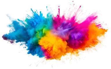 Holi color powder  isolated on transparent background. Colorful Holi Powder Explosion