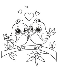 two birds in love valentine coloring book for children
