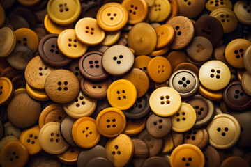 Fototapeta premium a pile of buttons on a wooden surface