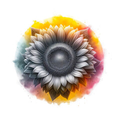 Sunflower Radiance in Watercolor - Isolated Transparency