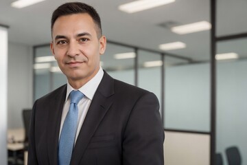 Fototapeta premium Smart senior businessman confidently looking at the camera with copy space.