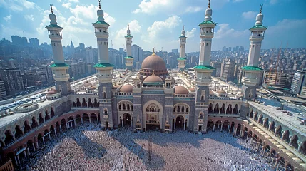 Fotobehang Mosque of the Month: A Crowd Gathers for the Grand Opening of the Grand Mosque Generative AI © Bipul Kumar