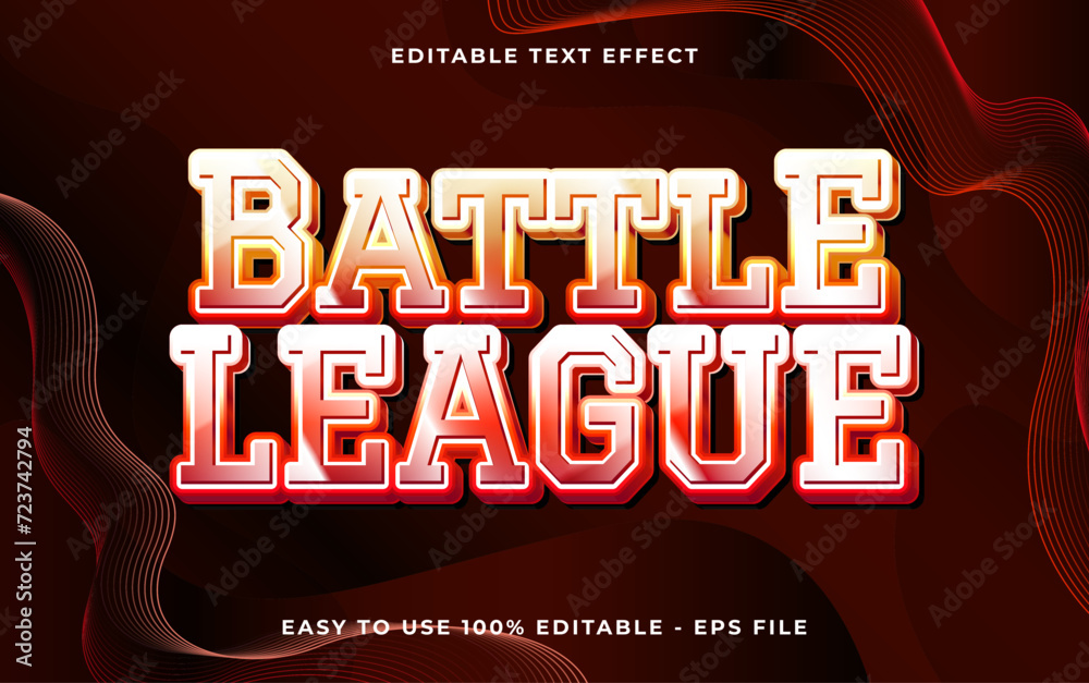 Poster battle league 3d editable vector text style effect. vector text effect with glossy concept.