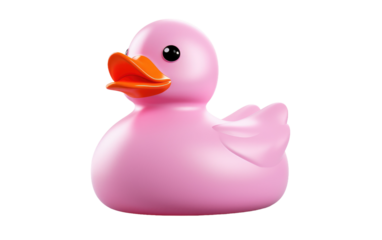 duck rubber pink in color on white or PNG transparent background.