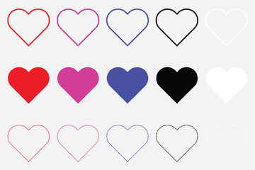 Collection of vector heart , Love heart icon set, love heart variations.