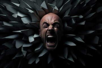 Angry man portrait surreal - obrazy, fototapety, plakaty
