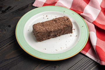 A delicious Napoleon cake in a restaurant. Close-up