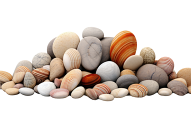 stones shells on each other on white or PNG transparent background.