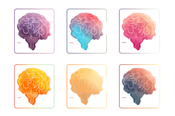 Brainstorm stickets set isolated on white background. Generative AI.