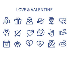 love and valentine vector line icons