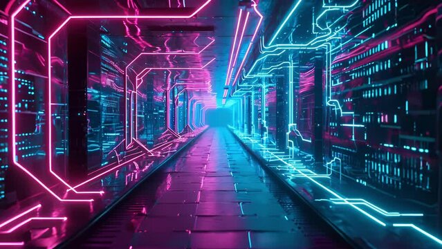 Enter the Neon Matrix and be transported to a digital utopia where neon circuit lines and glowing data streams reign supreme.