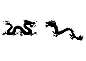 Fototapeta premium Chinese New Year black dragon silhouette