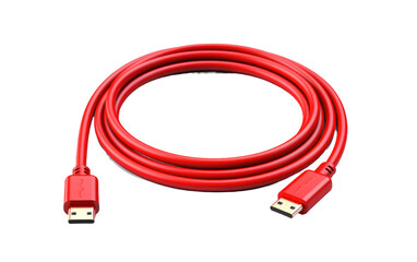 charging cable red in color on white or PNG transparent background.