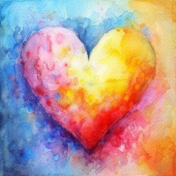 Colorful watercolor heart