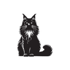 Twilight Whiskers: Maine Coon Cat Silhouette Series Casting a Mystical Aura in the Dim Light - Maine Coon Cat Illustration - Maine Coon Cat Vector
