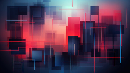 Background wallpaper from minimal geometric shapes in red and blue colors