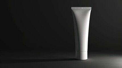 mockup with copy space and minimalistic white primer tube on a dark surface, offering a sleek design for cosmetic branding and advertising 