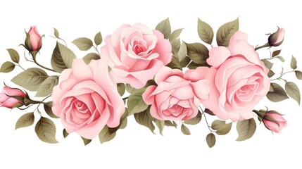 Assortment of Elegant Vector Roses in Full Bloom and Buds Generative AI
