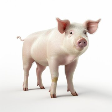 A piglet standing isolated on white background, suitable for farm animal themes and children's illustrations.