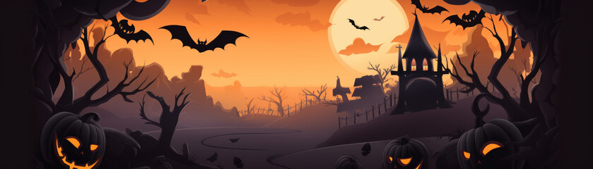 Banner illustration for Halloween celebration
