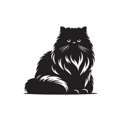 Velvet Vignettes: Persian Cat Silhouette Collection Evoking the Velvety Softness of Persian Fur - Persian Cat Illustration - Persian Cat Vector
