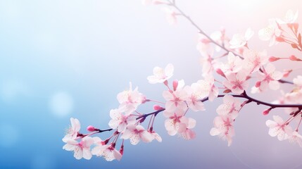 Fototapeta premium Serene Springtime Scene with Delicate Pink Cherry Blossoms Generative AI