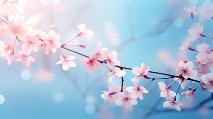 Serene Springtime Scene with Delicate Pink Cherry Blossoms Generative AI