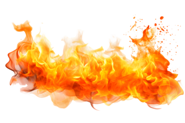 Fire flames isolated on the white background. Generative AI.