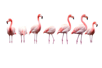 flamingos isolated on white background. Generative AI.