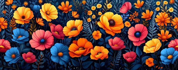 Flower Power: A Vibrant Bouquet of Yellow, Orange, and Pink Petals Generative AI - obrazy, fototapety, plakaty
